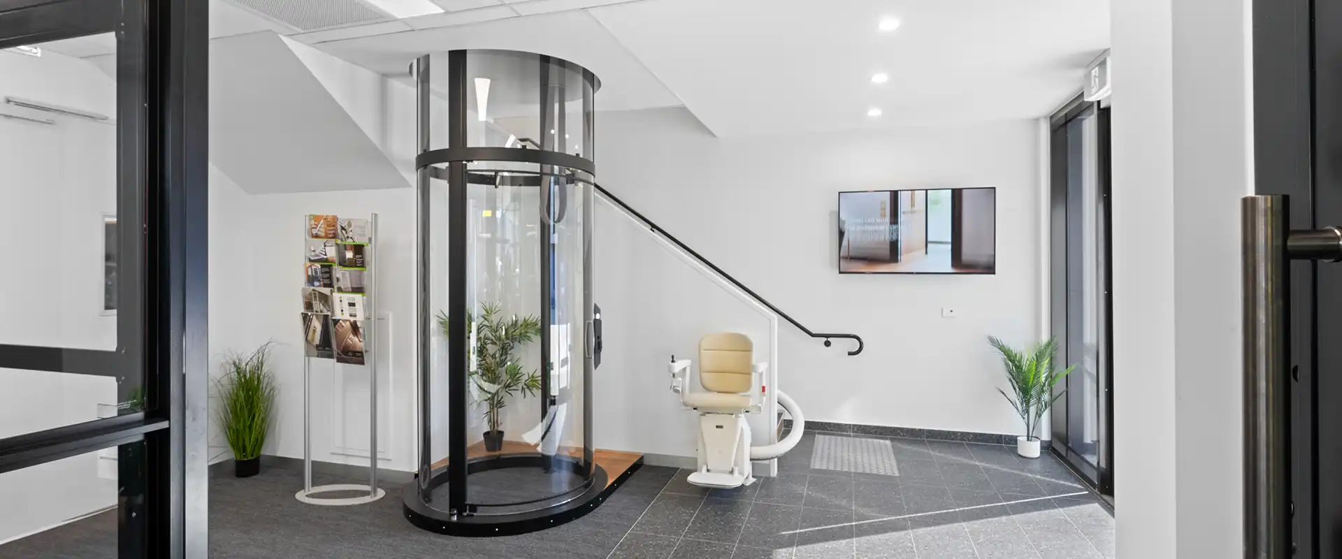 Savaria Australia showroom, showcasing Vuelift residential elevator and 