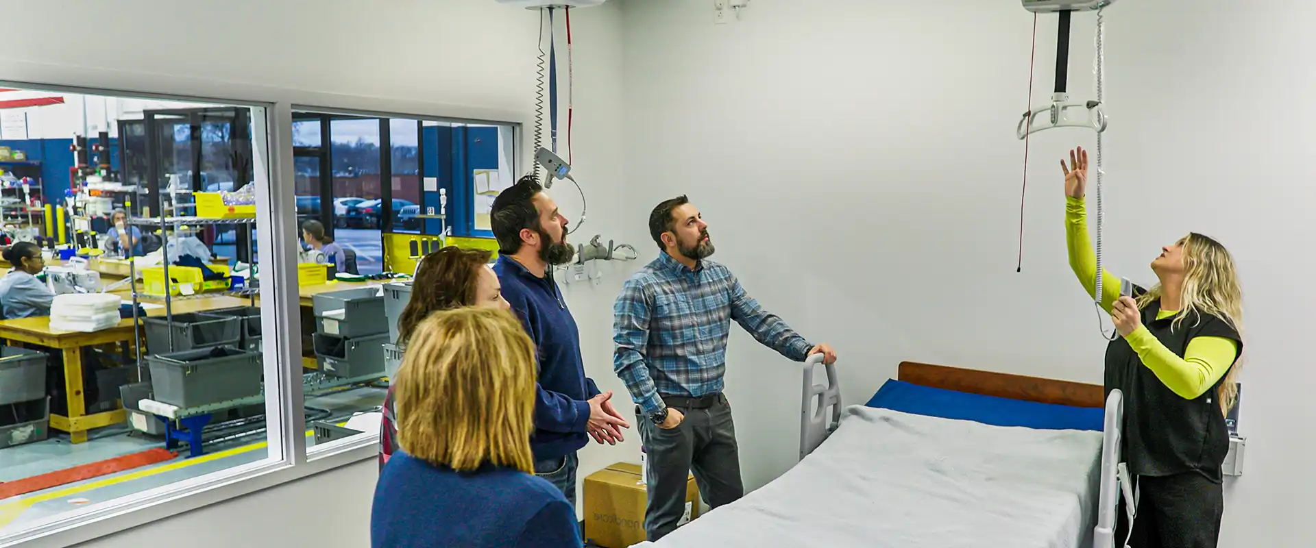 Ceiling lift training at Savaria's St. Louis facility
