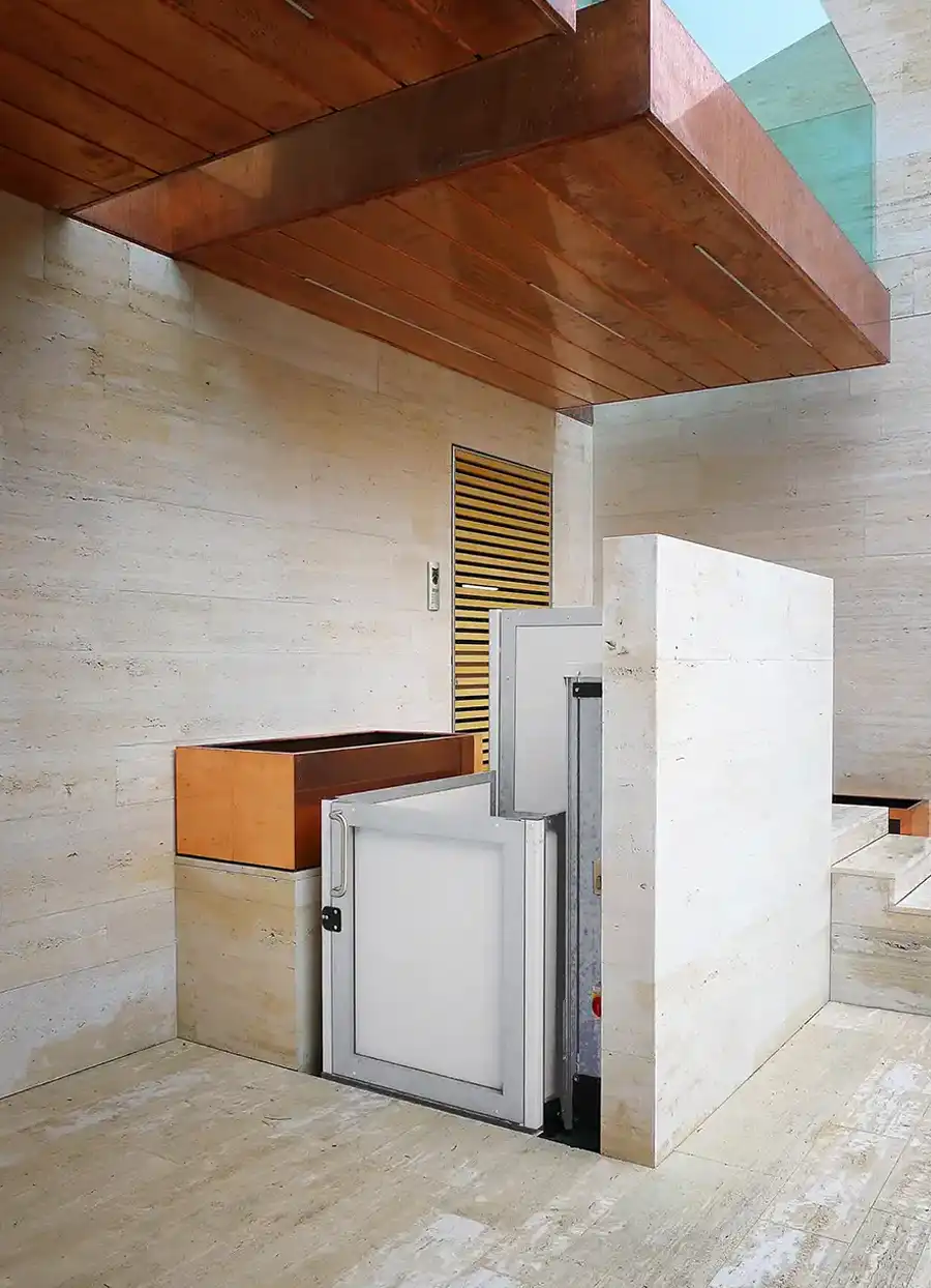 Garaventa vertical platform lift on an elegant home